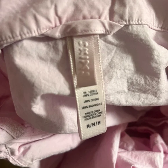 SKIMS Cotton Poplin Button Up Shirt Collared Baby Pink Oversized Sleep Size M - Picture 8 of 10